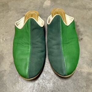 Sabah Baba Green Leather Women's mules